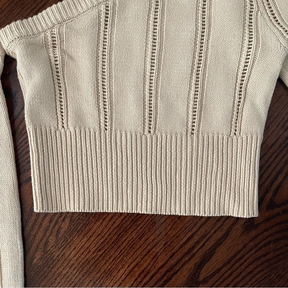 Majorelle Cream Landau Cropped Long Sleeve Asymmetrical Sweater - Picture 5 of 7